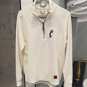 Pressbox University of Cincinnati Cream Textured Zip-Up Sweater